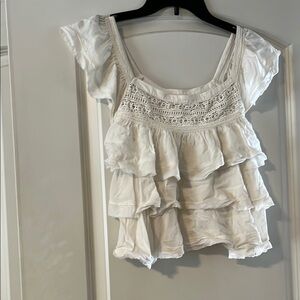 Cream Puff Sleeve Ruffled Blouse
